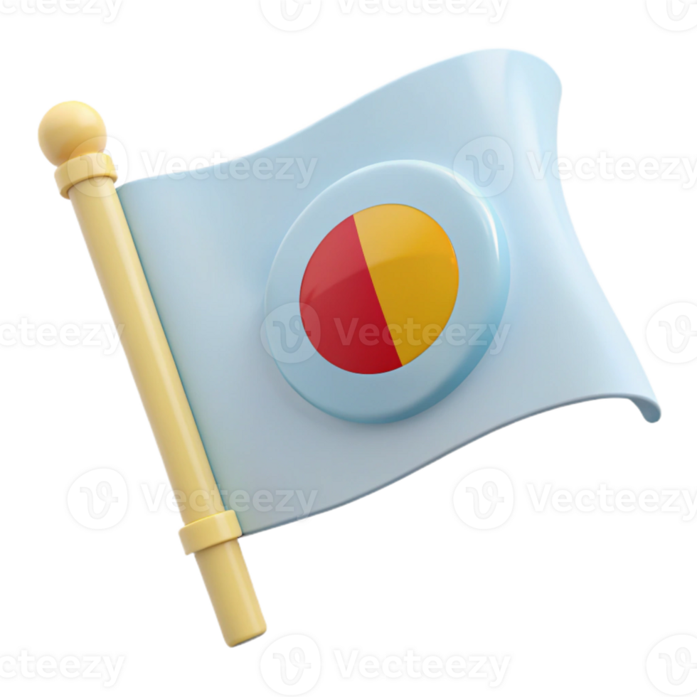 3D Rendered Flag with Circular Design in Red and Yellow png