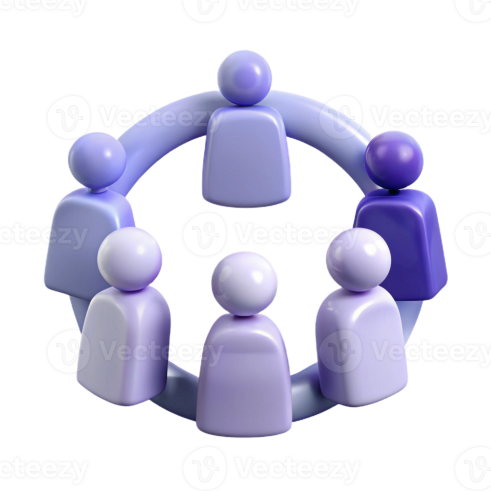 Connecting People 3D Rendering of a Circle of Individuals png