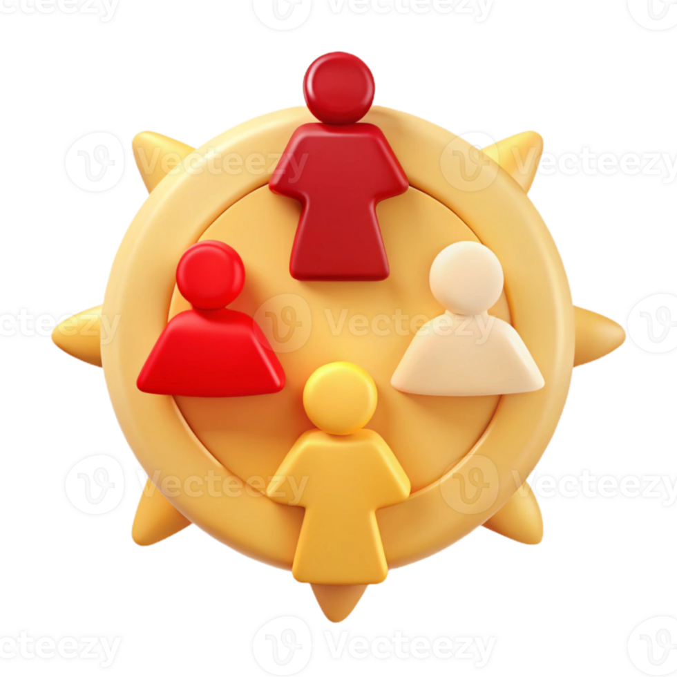 3D Illustration of People Connecting in a Circle png