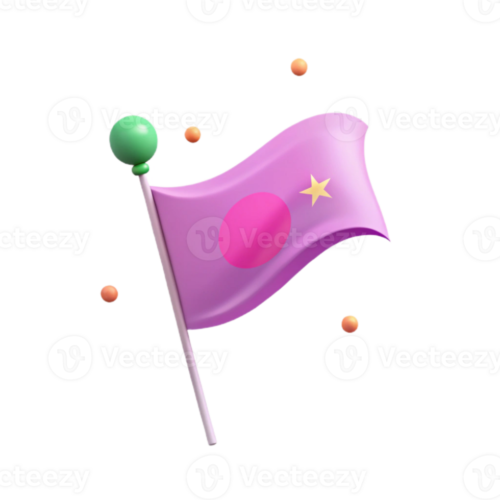 Purple Flag with Pink Circle and Yellow Star png