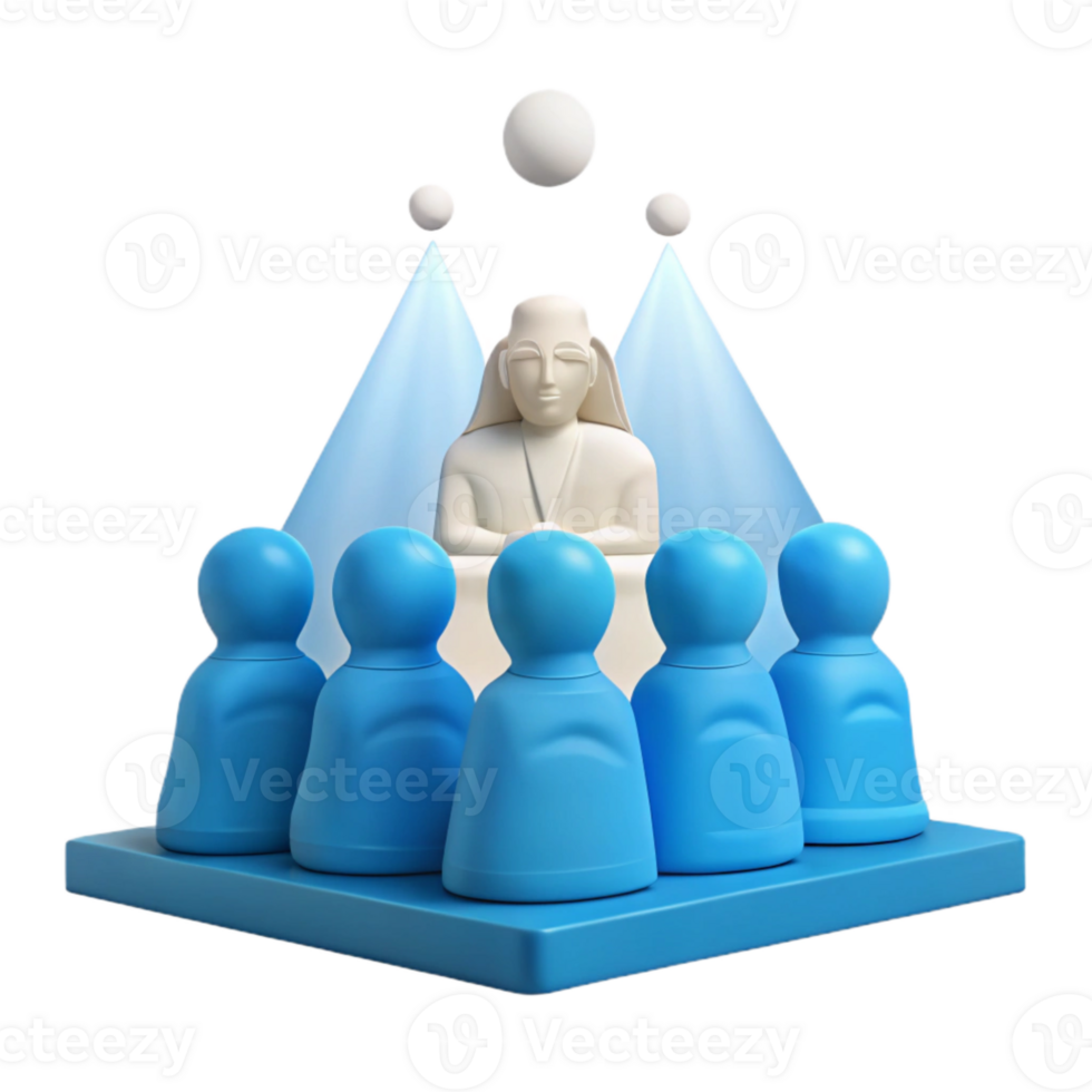 3D Illustration of People Gathered Around a Figure png