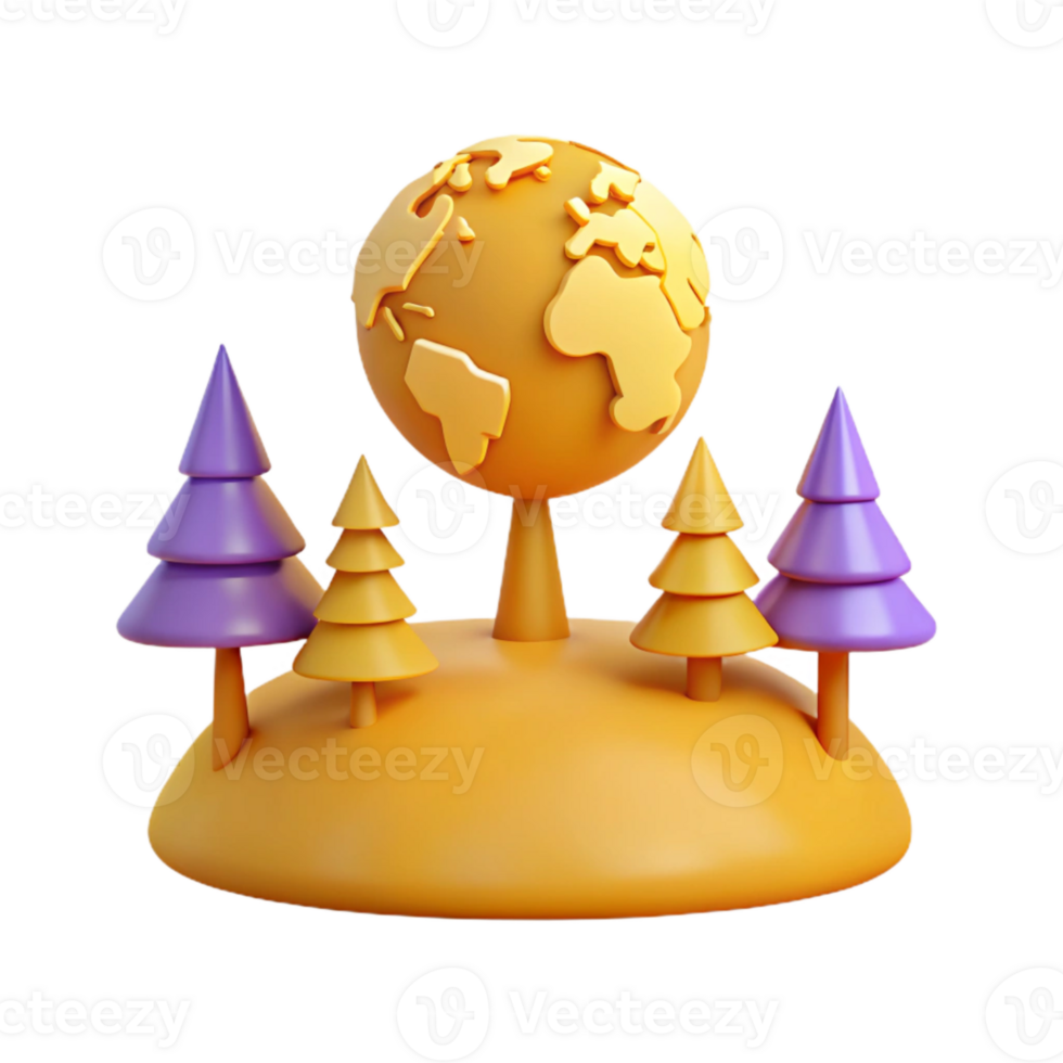3D Illustration of Earth Surrounded by Trees png
