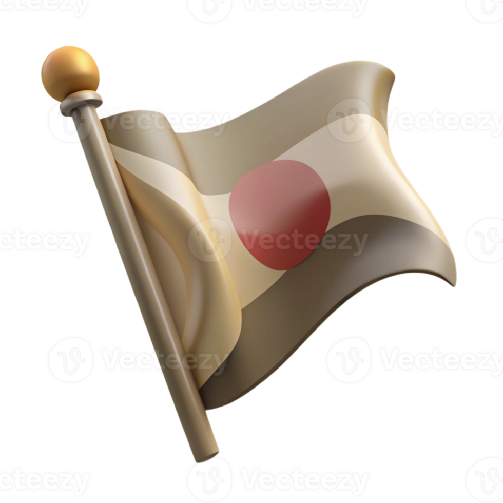Waving Flag with Red Circle Design png