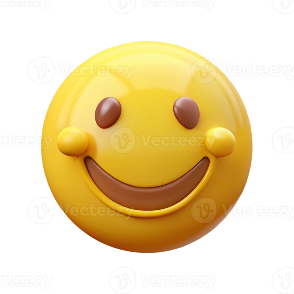3D Smiley Face Emoji with Big Smile png