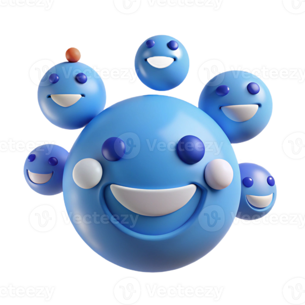 Smiling Emojis Surrounding a Larger Emoji png