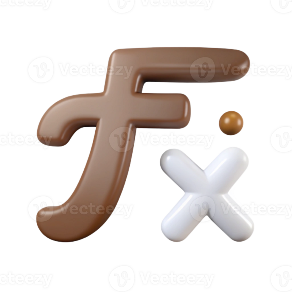3D Chocolate Letter F with White X png