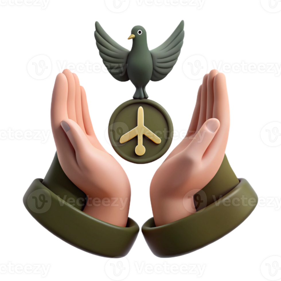 Peace Symbol, Dove, Hands, 3D Render png