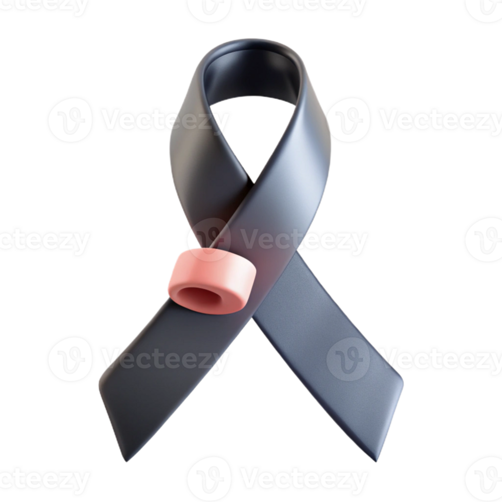 Gray Ribbon with Pink Circle Symbol of Support and Awareness png