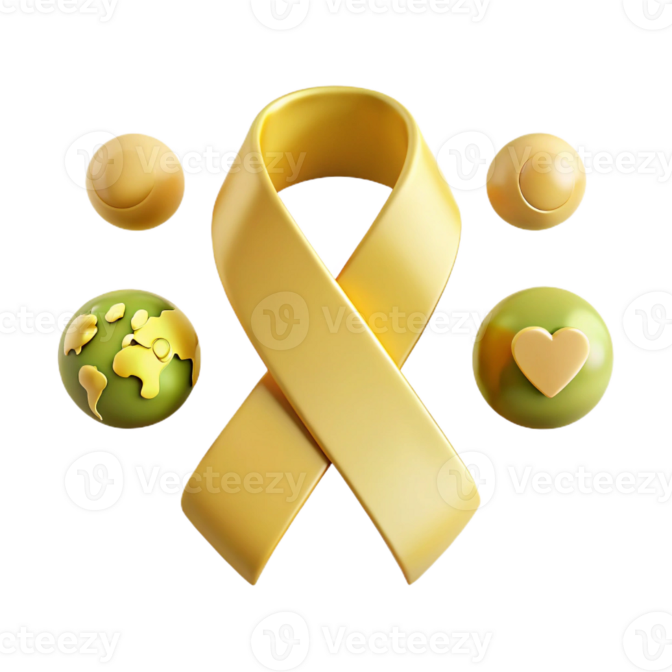 Golden Ribbon, Global Symbol of Hope and Love png