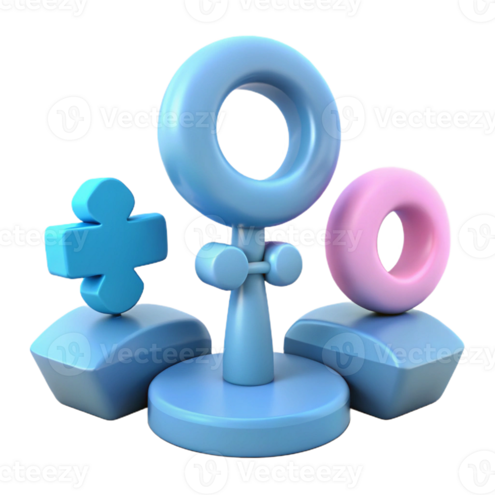 3D Rendered Gender Symbols on Platforms png