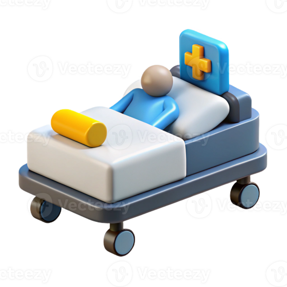 3D Illustration of Patient in Hospital Bed png