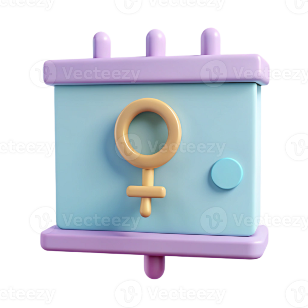 3D Render of Female Gender Symbol on a Blue and Purple Platform png