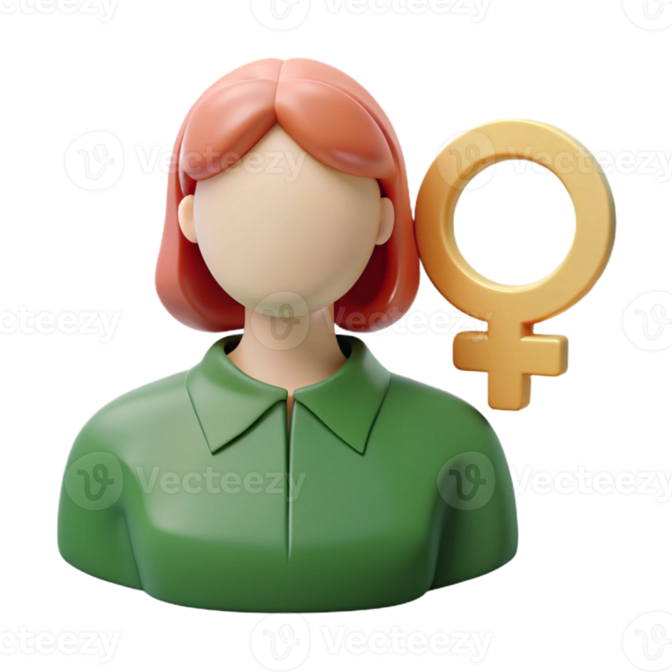 3D Cartoon Female Avatar with Gender Symbol png