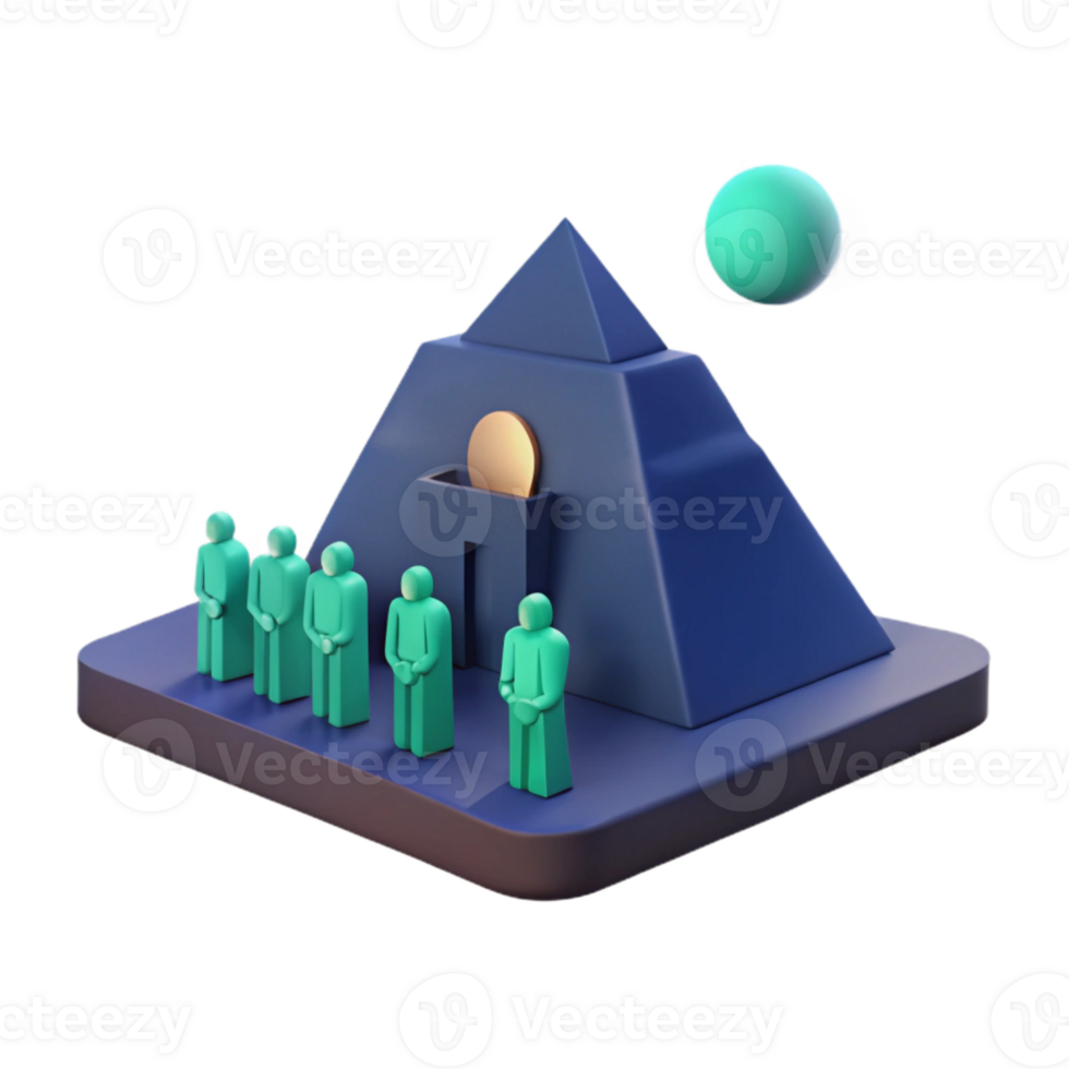 Pyramid Structure with People and Circle png