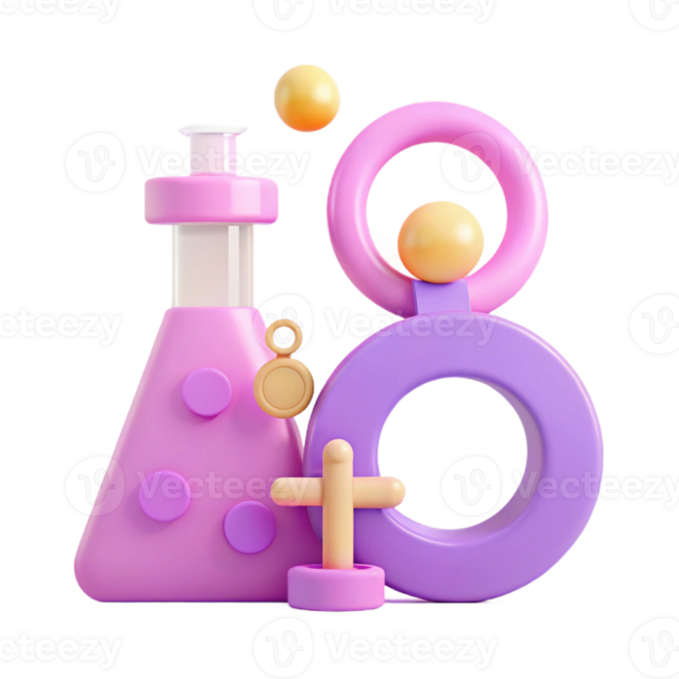 3D Render of Abstract Shapes with Pastel Colors png