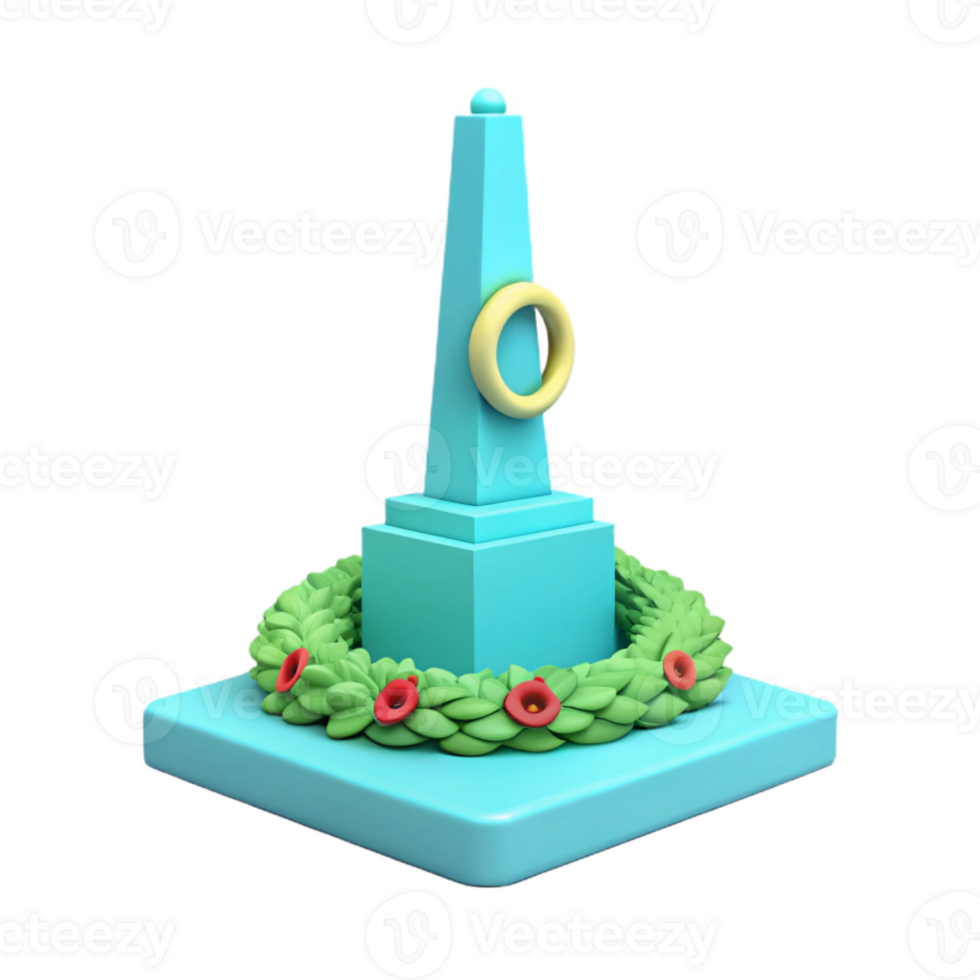 3d render do uma monumento com uma guirlanda png