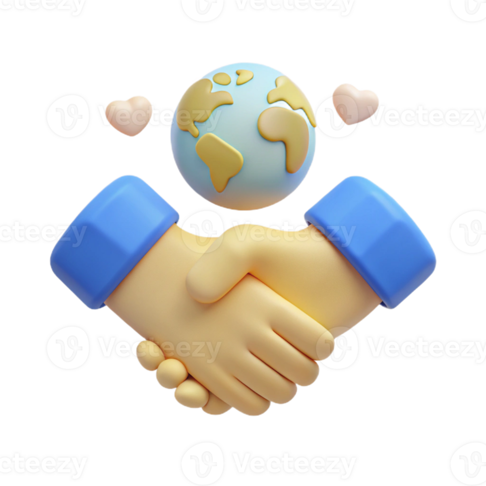 Handshake with Earth and Hearts for Global Unity png