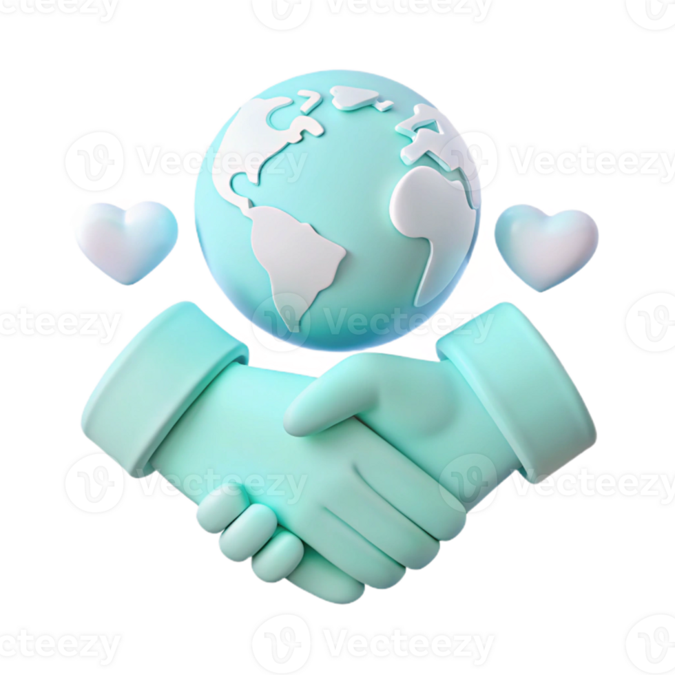 Global Unity and Handshake with Hearts png
