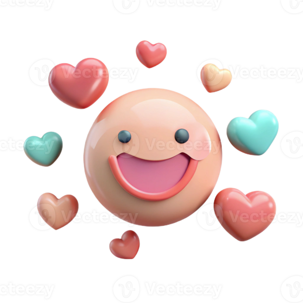Smiling Emoji Surrounded by Hearts png