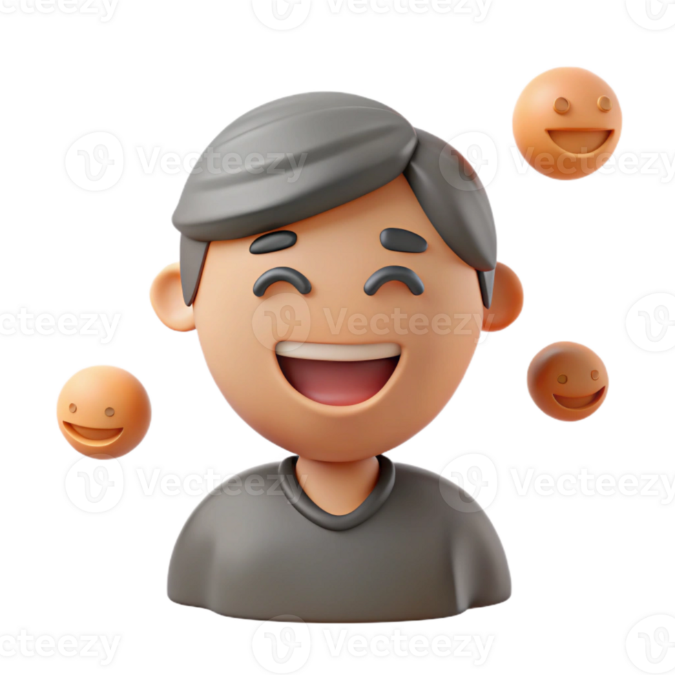 3D Character with Smiling Emojis png