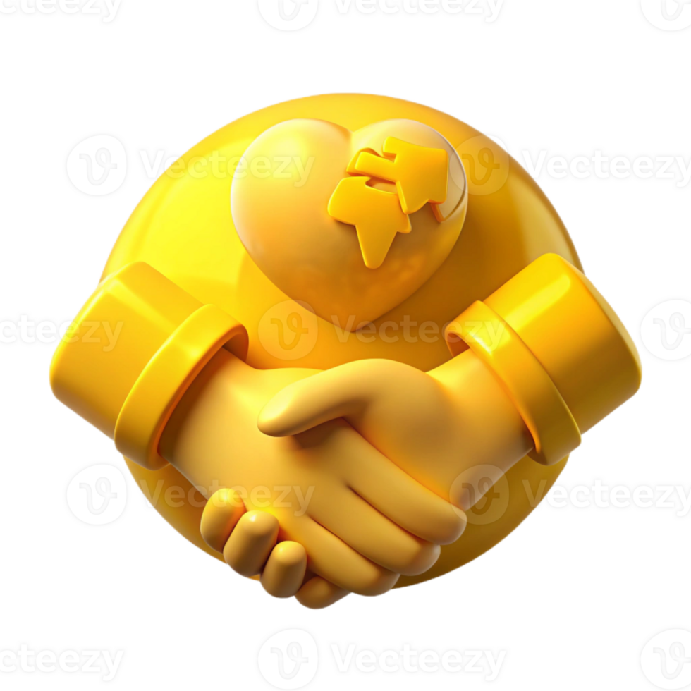 3D Render of a Handshake with a Heart png