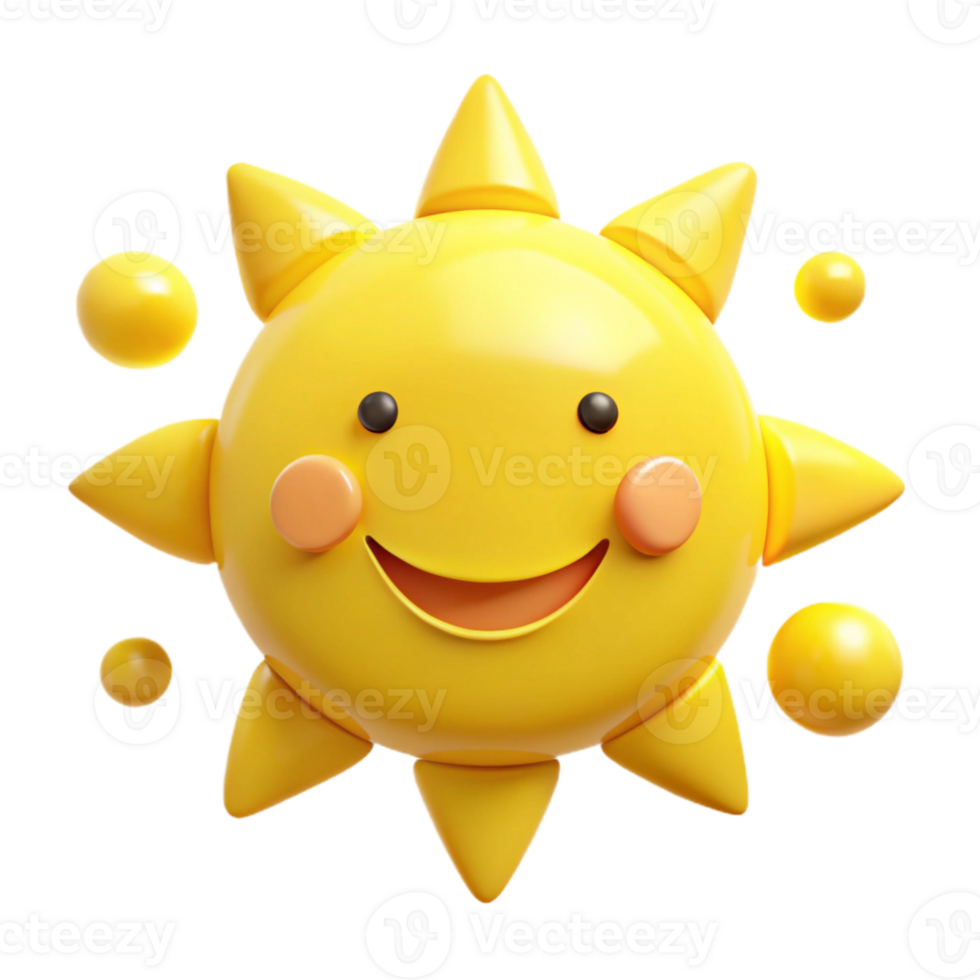 Smiling 3D Sun Illustration png