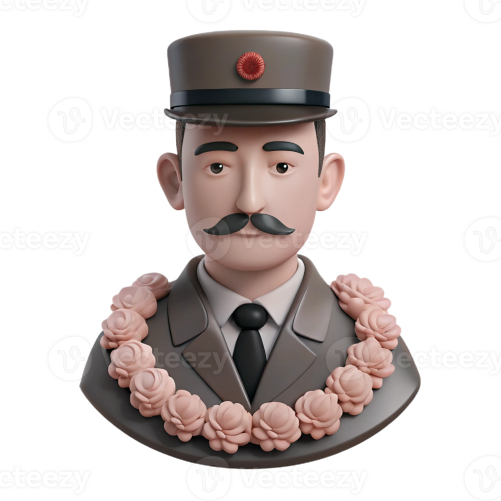 3D Render of a Military Officer with a Flower Garland png