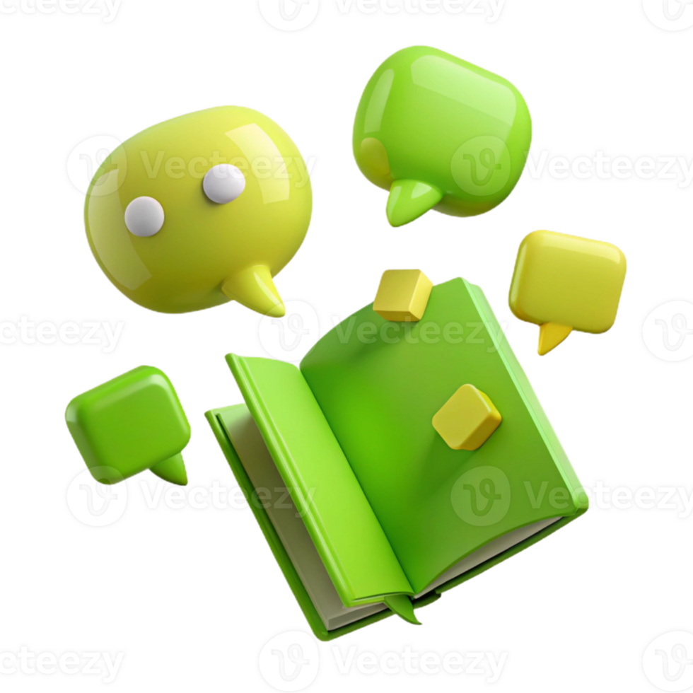 Interactive Learning Books and Chat Bubbles png