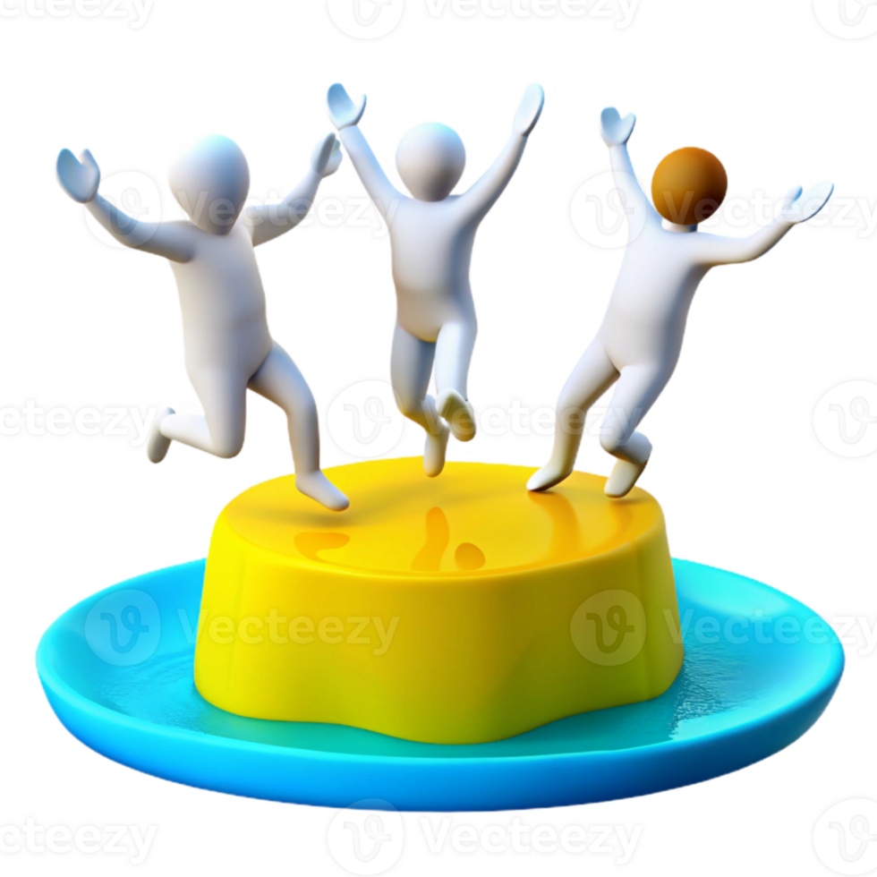 Three Jumping Figures on a Yellow Platform png