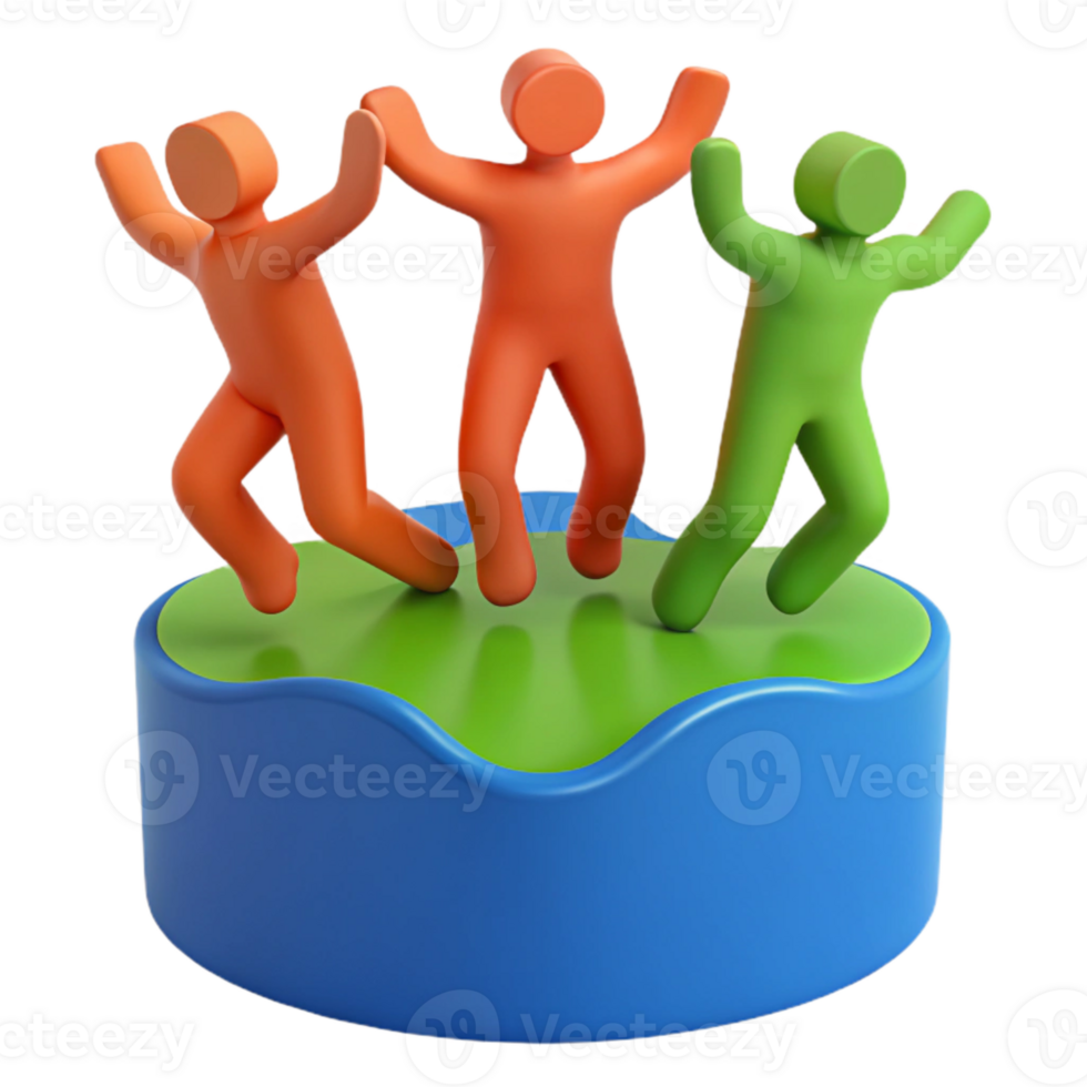 Three Happy Stick Figures Celebrating Together png