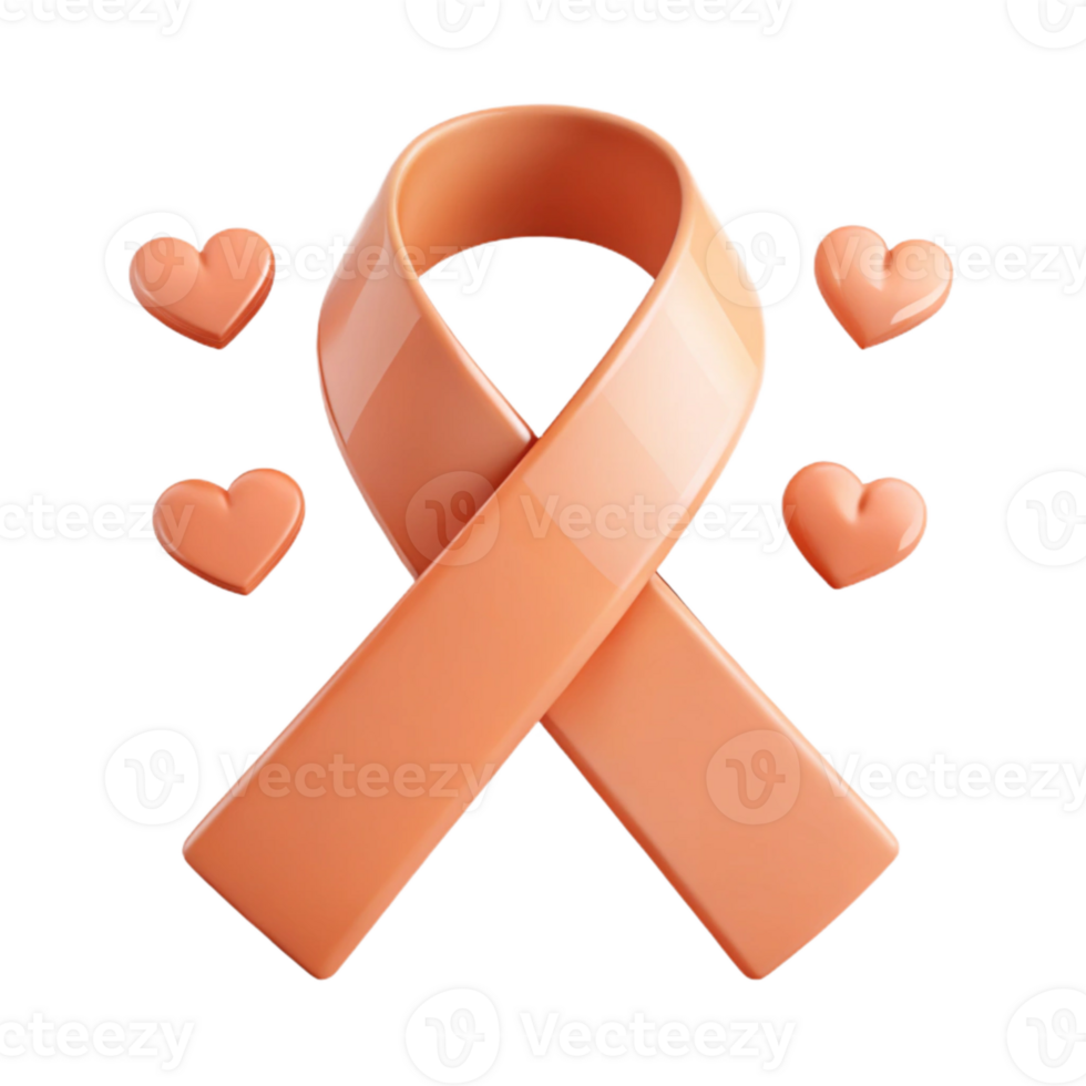Orange Awareness Ribbon with Hearts png