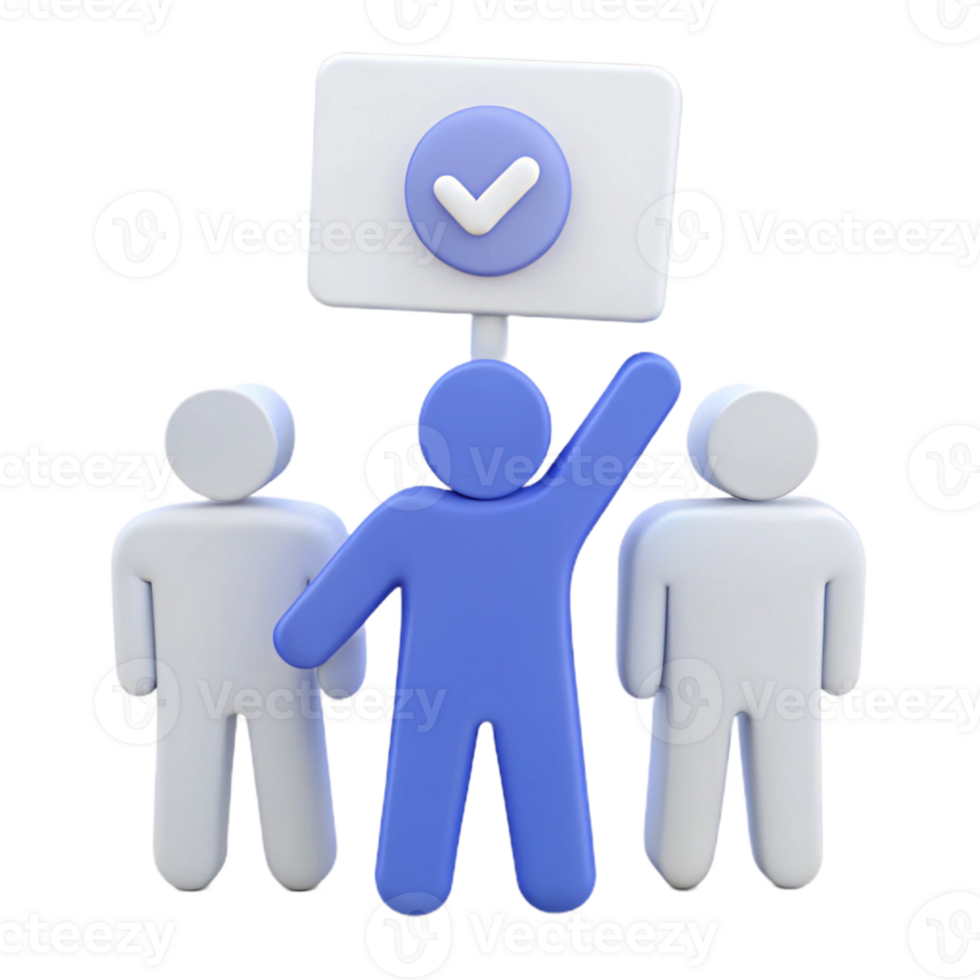 Teamwork, Collaboration, and Success 3D Illustration of People Holding a Checkmark png