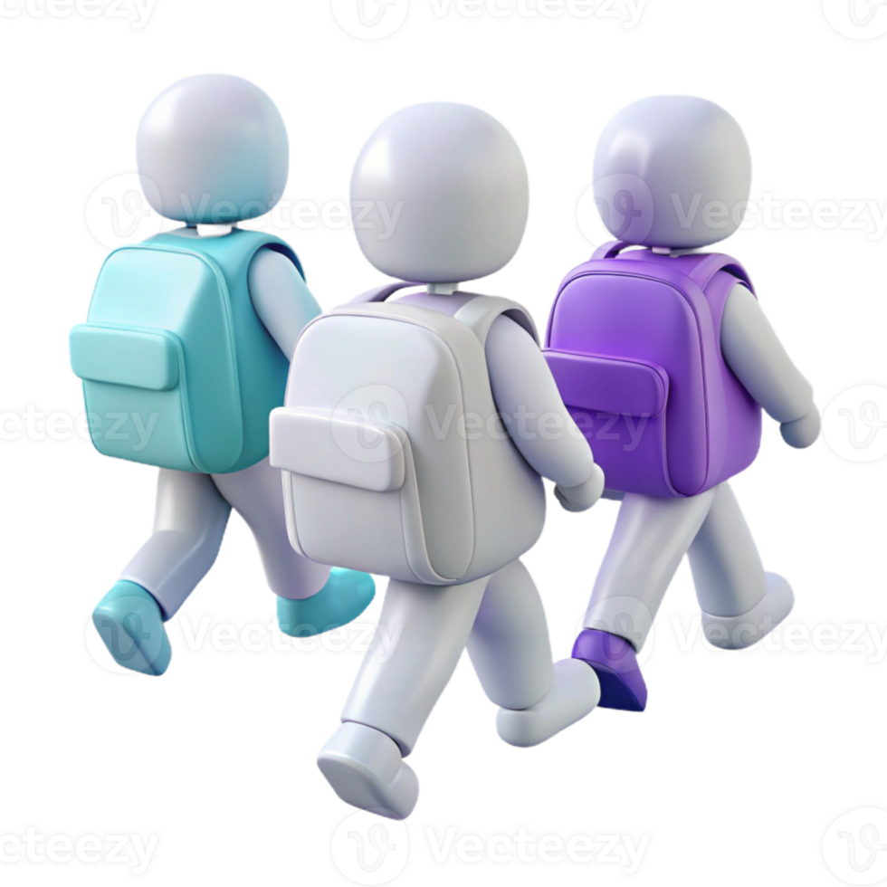 Three Students Walking with Backpacks png
