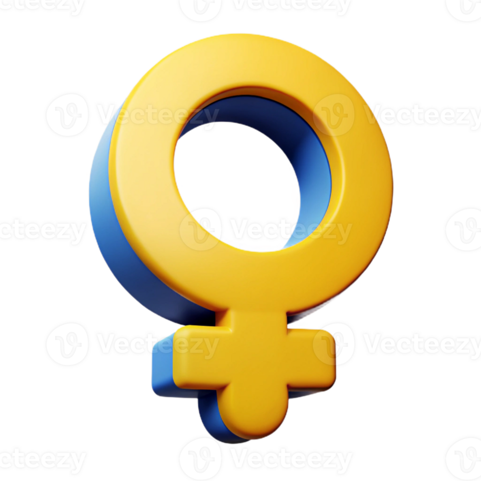 3D Rendered Female Symbol Yellow and Blue png