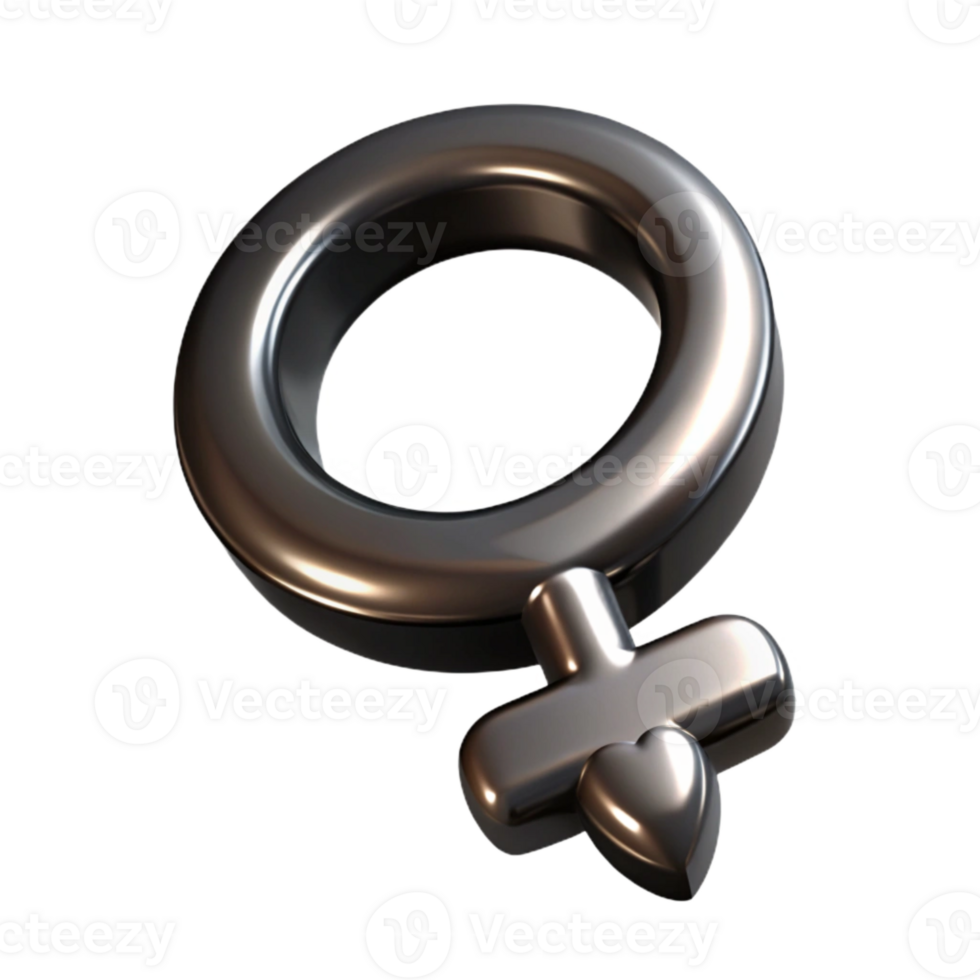 Shiny Silver Female Symbol A Close-Up View png