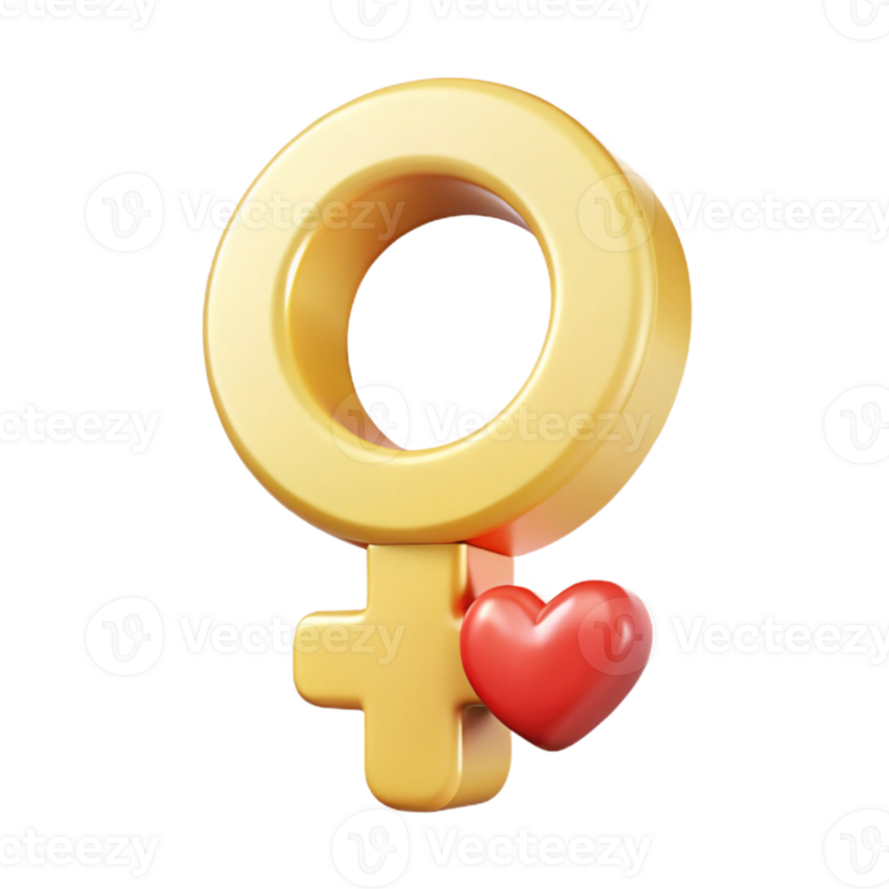 3D Female Gender Symbol with Heart png