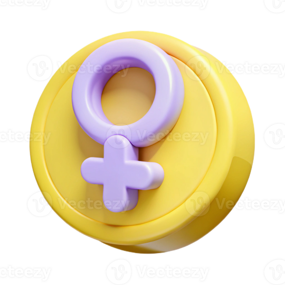 3D Render of Female Symbol in Circle png