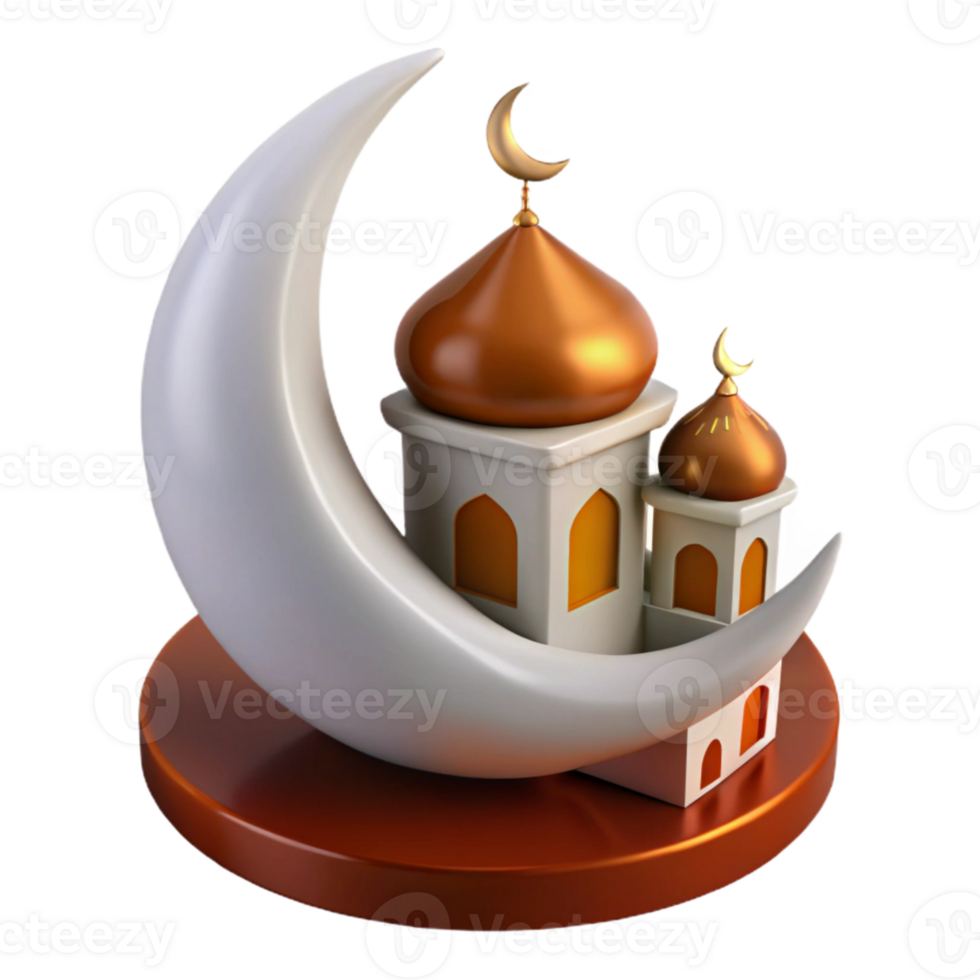 Crescent Moon Mosque 3D Illustration png