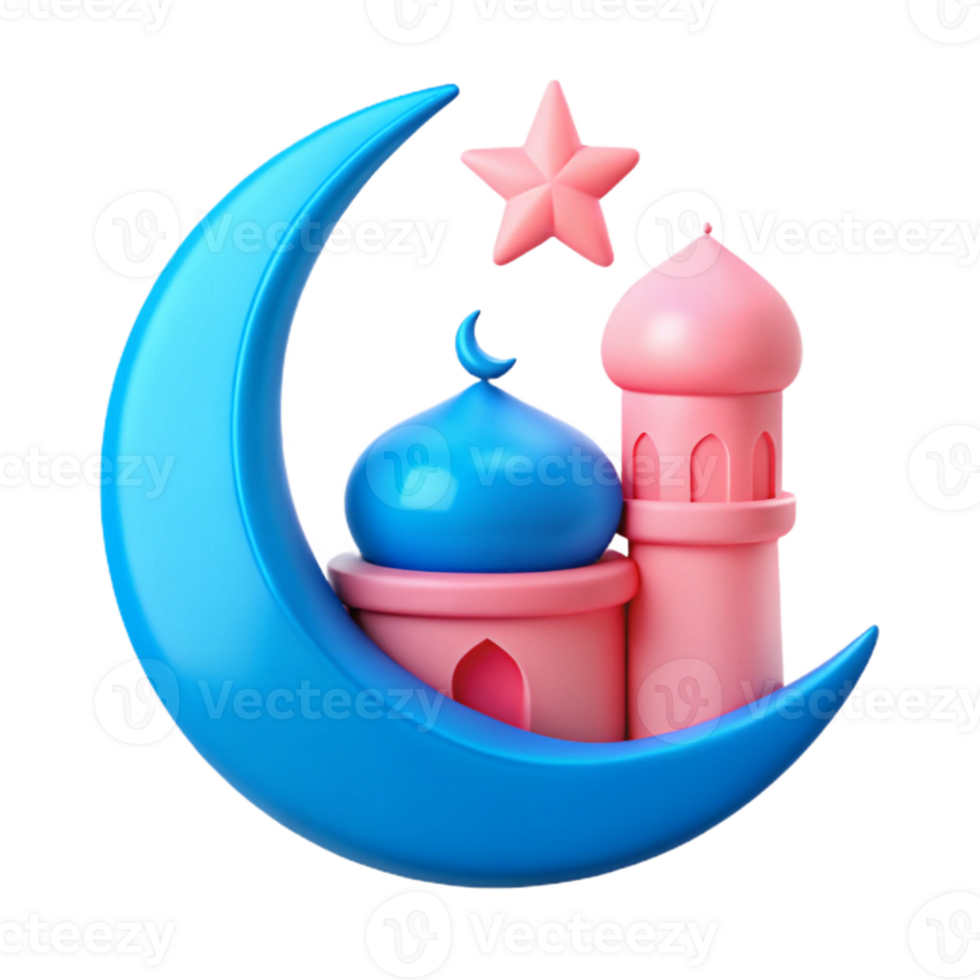 Crescent Moon and Mosque Illustration png