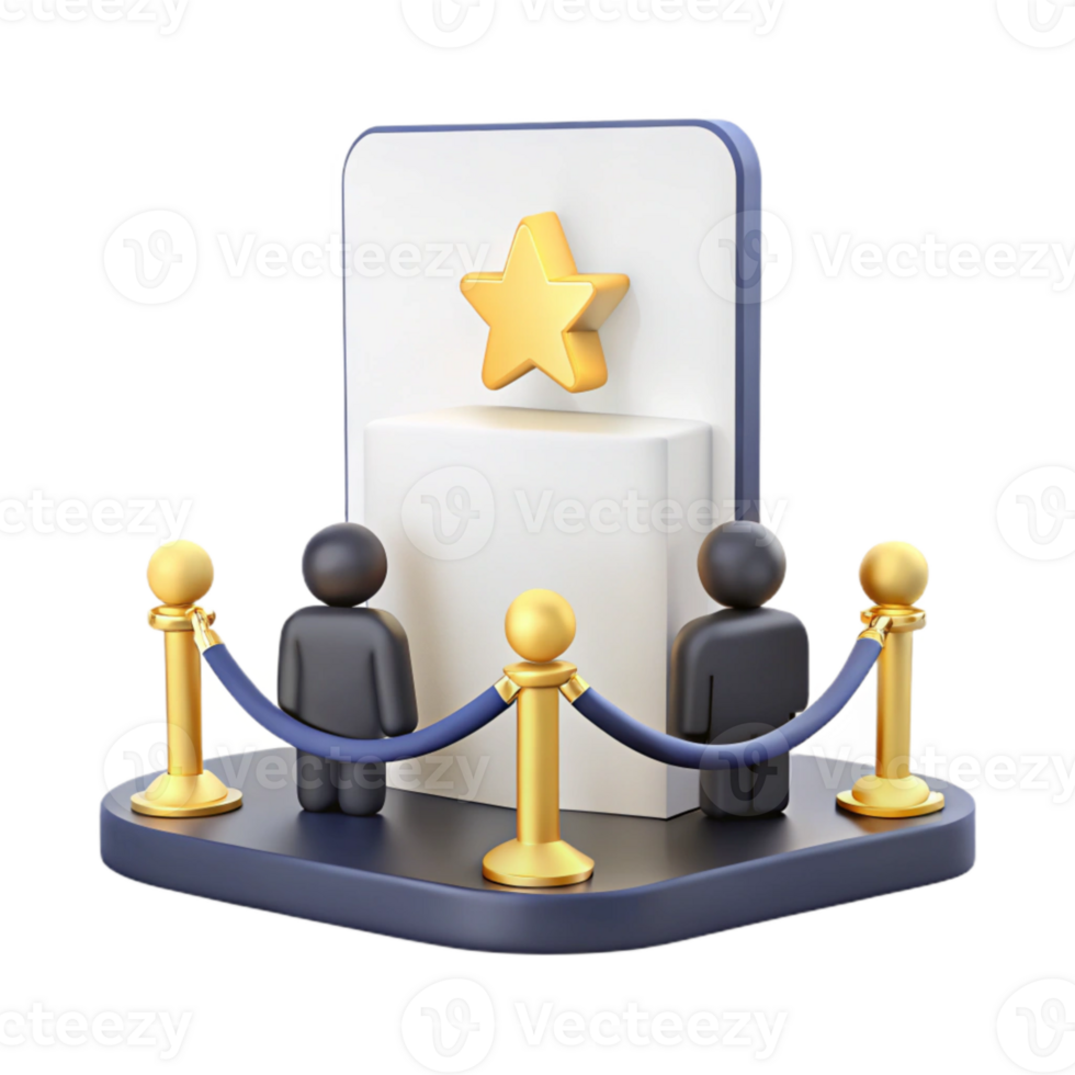 Achieving Excellence A 3D Illustration of a Star-Shaped Award png