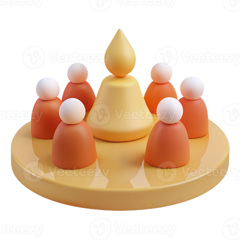 3D Illustration of Group of People Around a Central Figure png