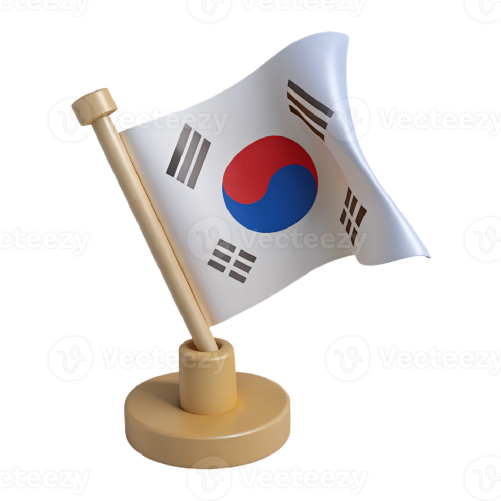 Korean Flag on a Wooden Stand png