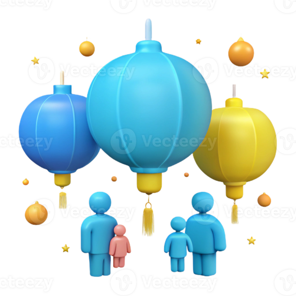 Family Gathering Under Festive Lanterns png