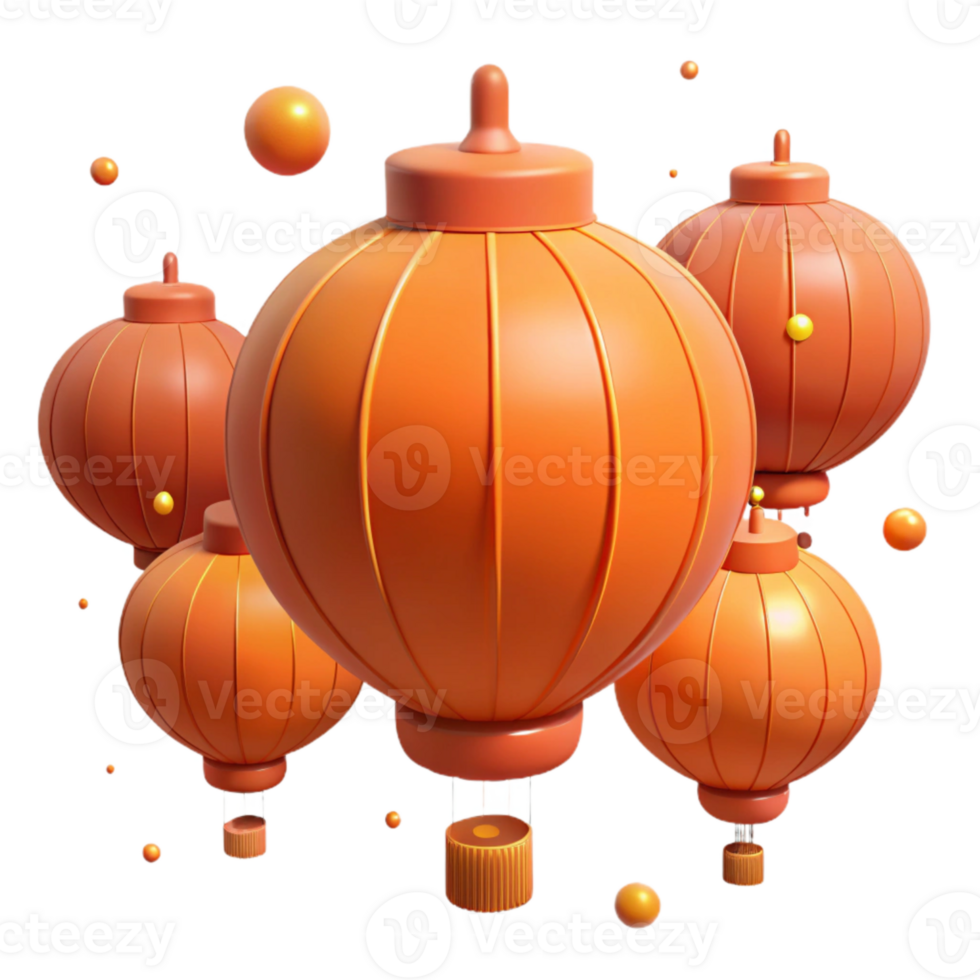 Orange Lanterns Floating in the Dark png