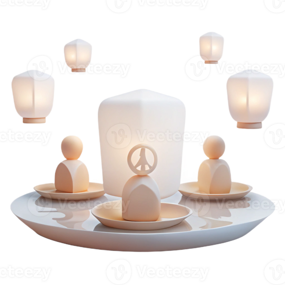 Peace Symbol Lamp with Glowing Lanterns png