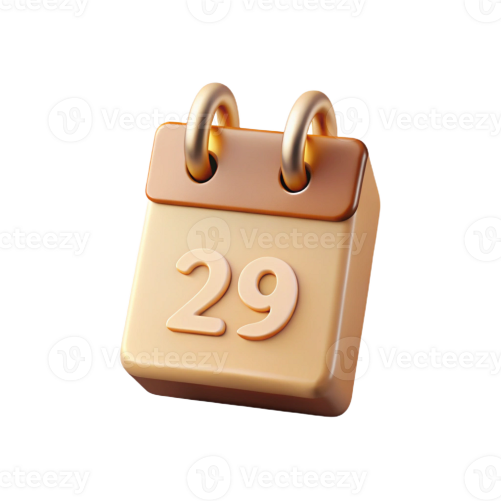 3D Calendar Icon with Date 29 png