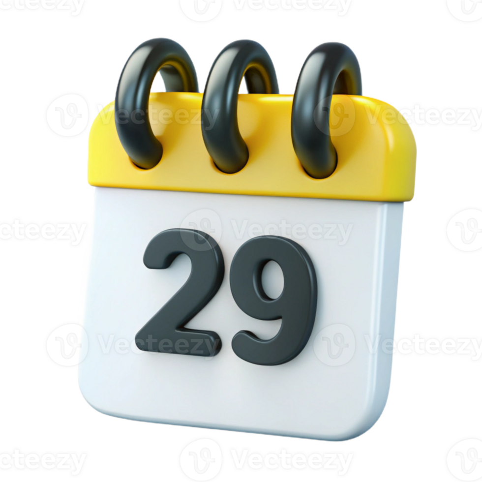 3D Calendar Icon with the Date 29 png