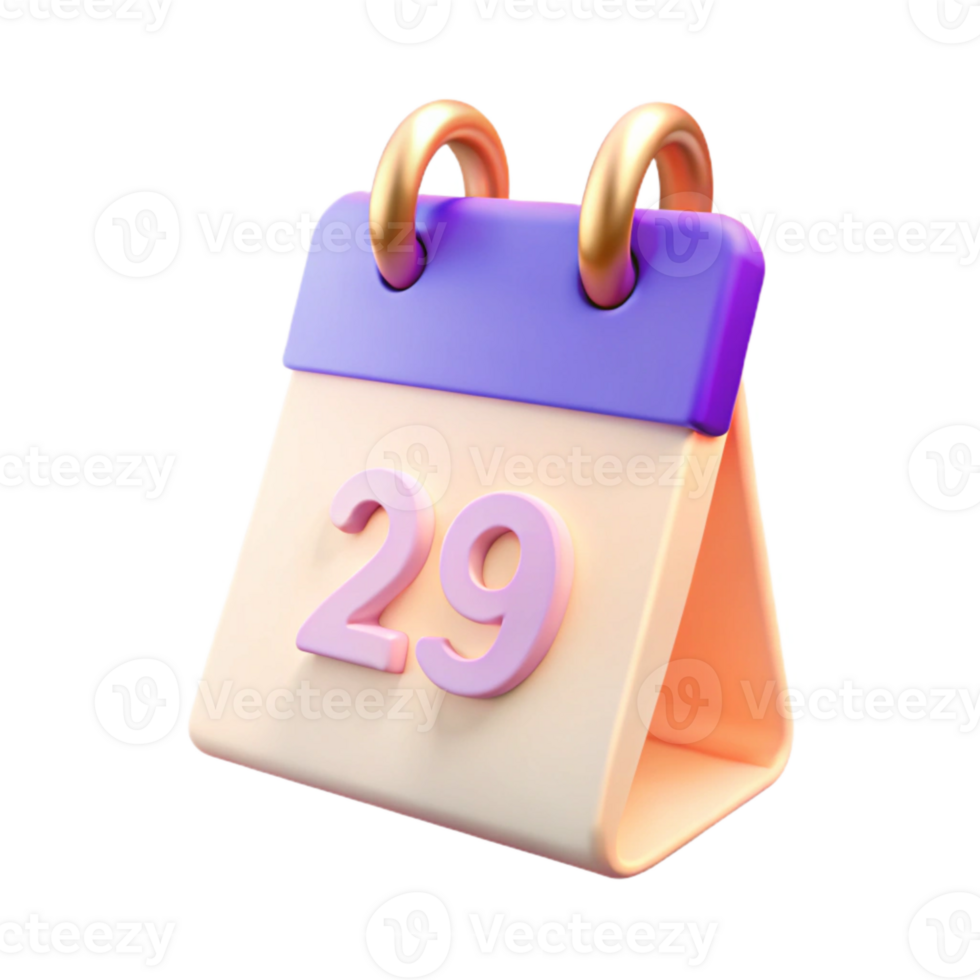 3D Calendar Icon with Date 29 png