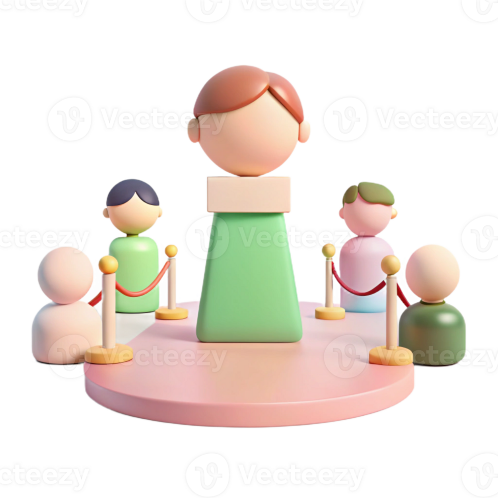 3D Render of People Surrounding a Platform png