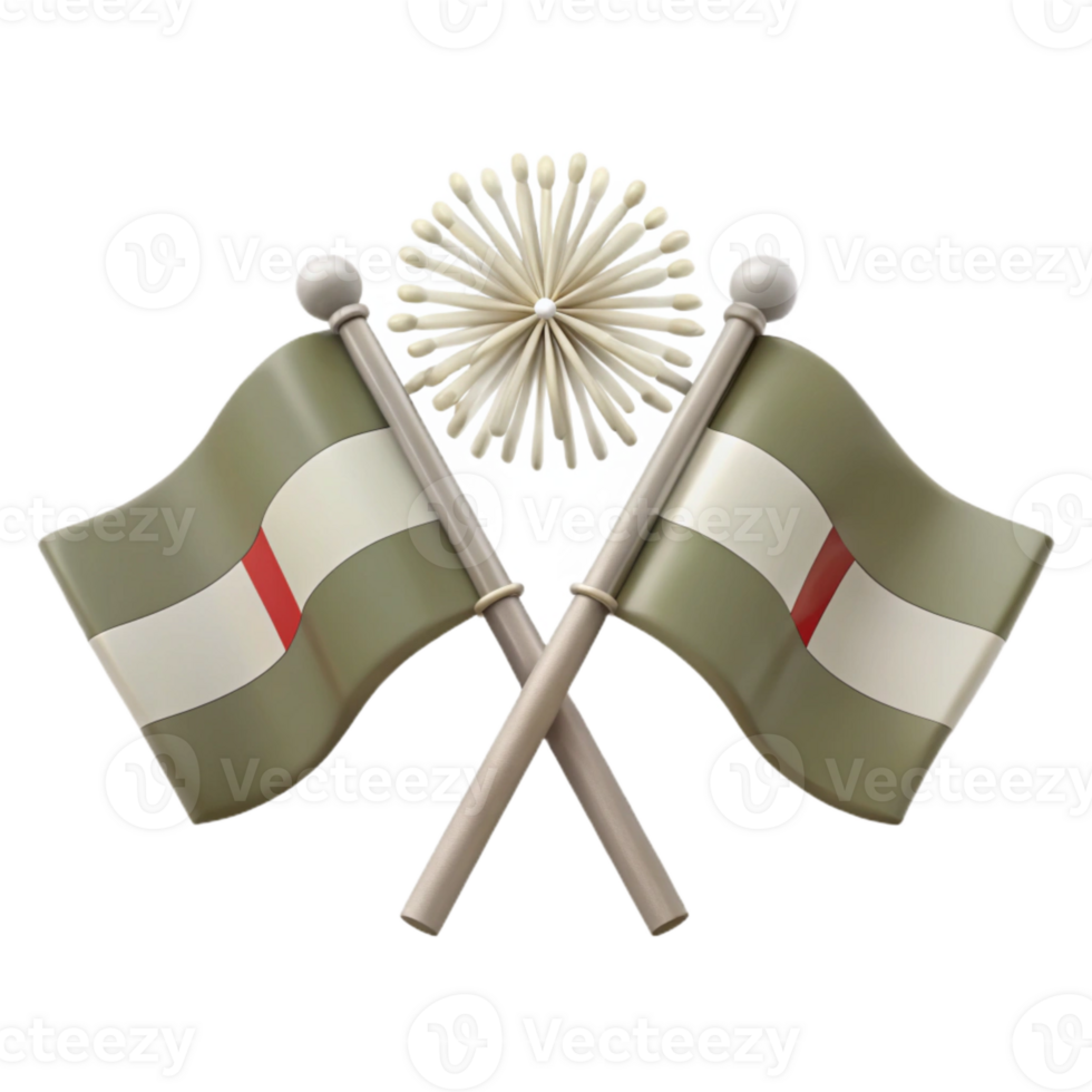 Crossed Flags with a White Flower Design png